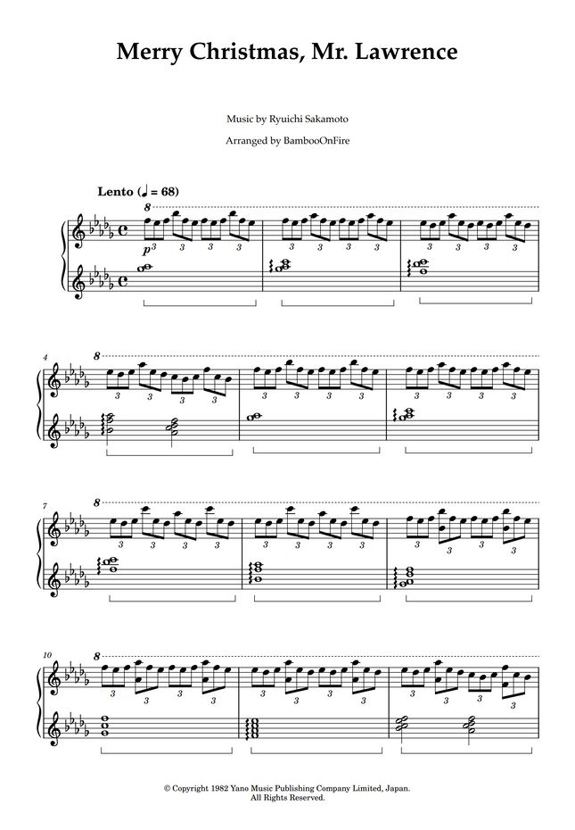 Merry christmas mr lawrence piano sheet