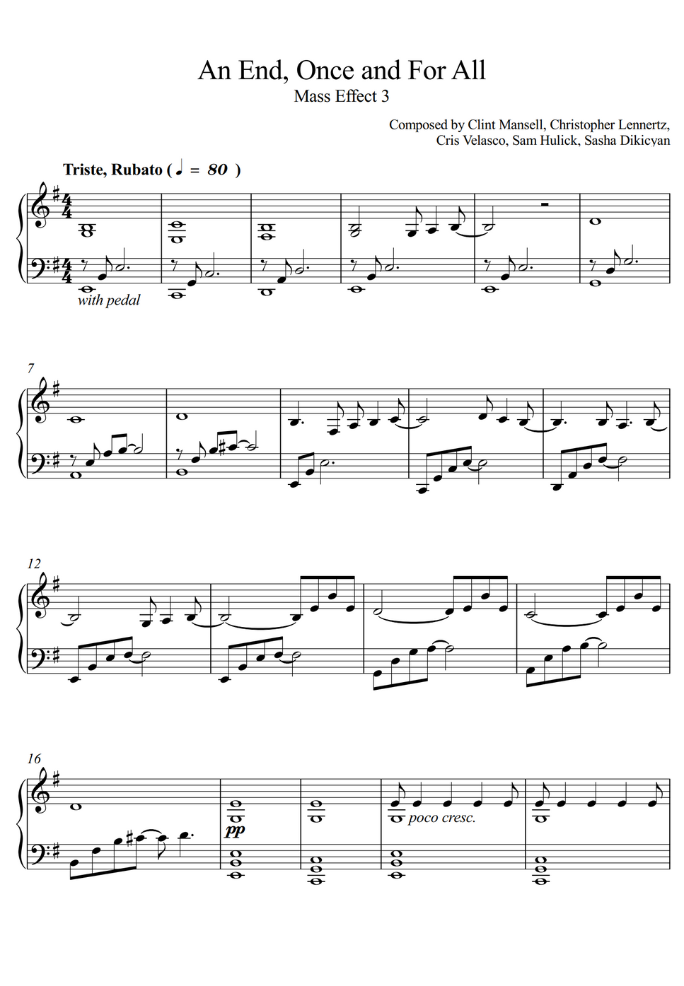 Mass effect 3 an end once and for all lembar musik