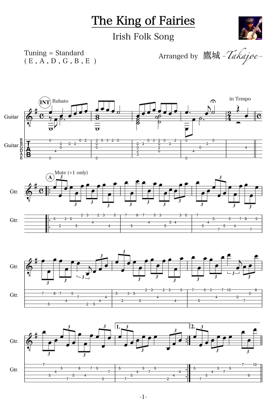 The King of Fairies Irish Folk Song by Takajoe Partition musicale