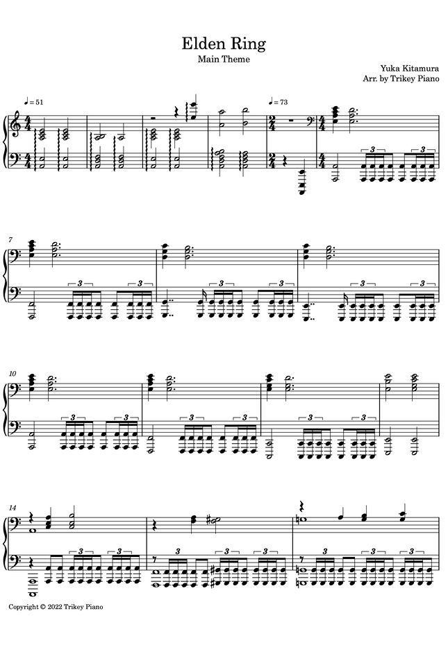 Elden Ring Main Theme by Trikey Piano Sheet