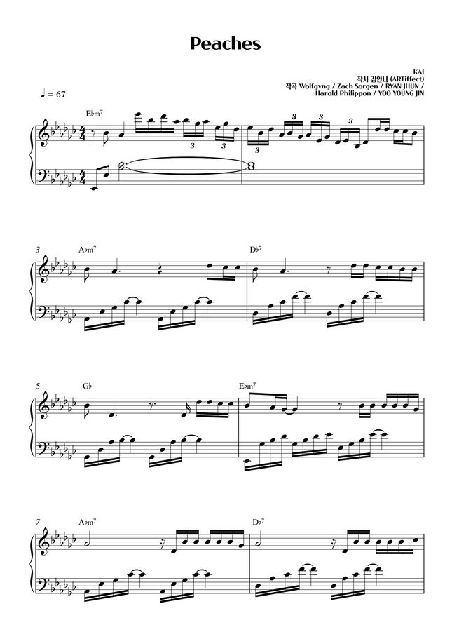 KAI (카이) Peaches by SweetPiano Sheet Music