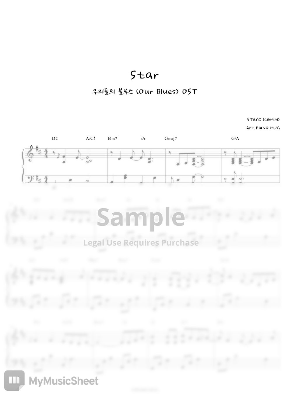 Our Blues (우리들의 블루스) OST STAYC (스테이씨) Star Lembar Musik by Piano Hug