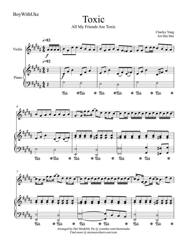 BoyWithUke Toxic for Violin and Piano by Hai Mai Sheet