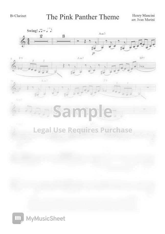 THE PINK PANTHER for by Ivan Marini Sheet Music