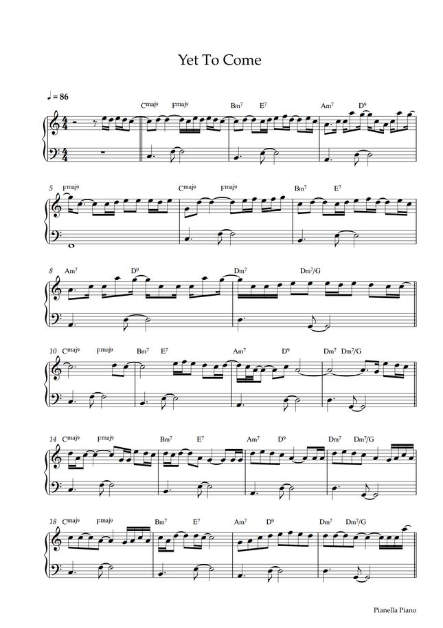 BTS - Yet To Come (EASY Piano Sheet) by Pianella