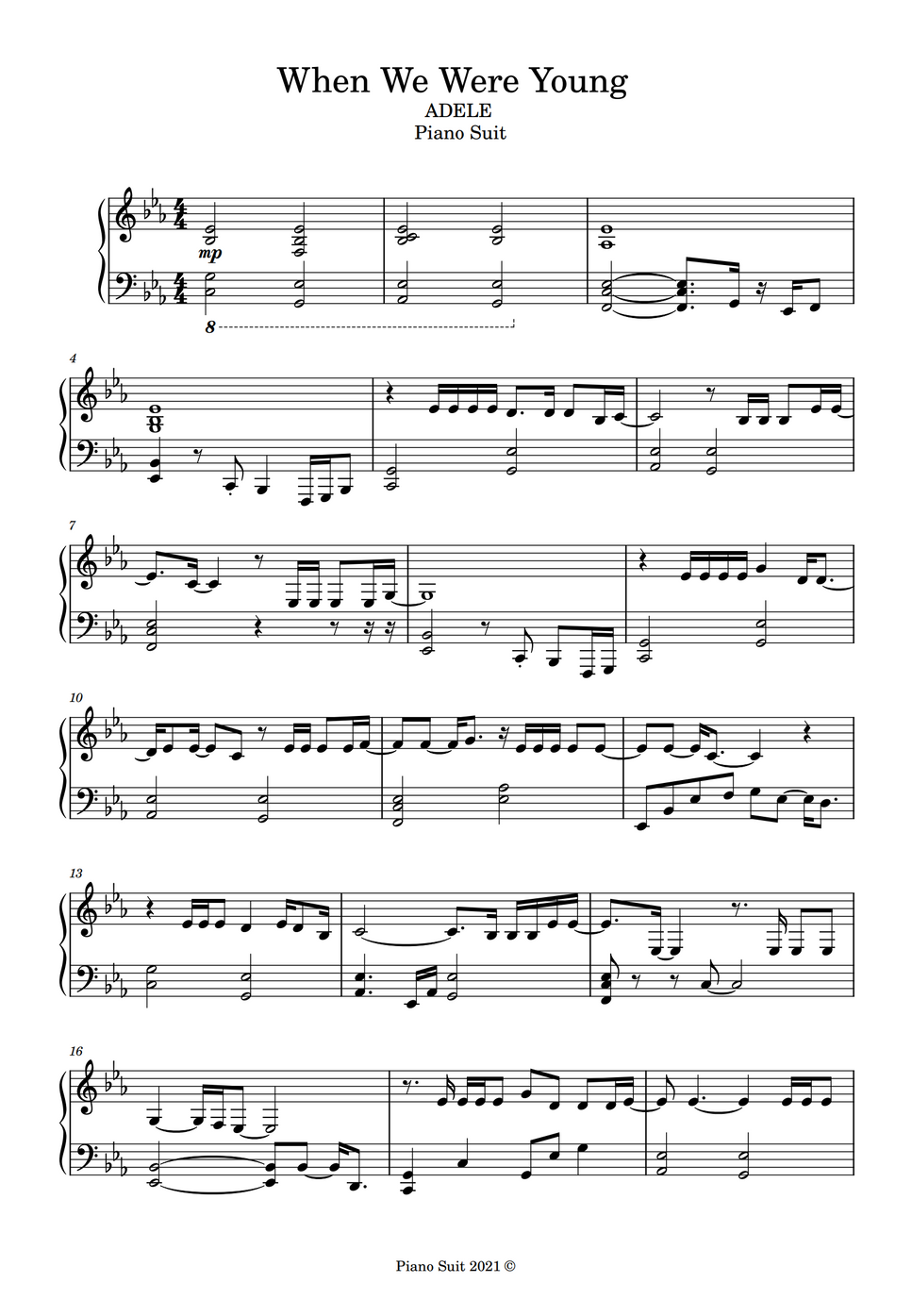 Adele When We Were Young by Piano Suit Bản nhạc