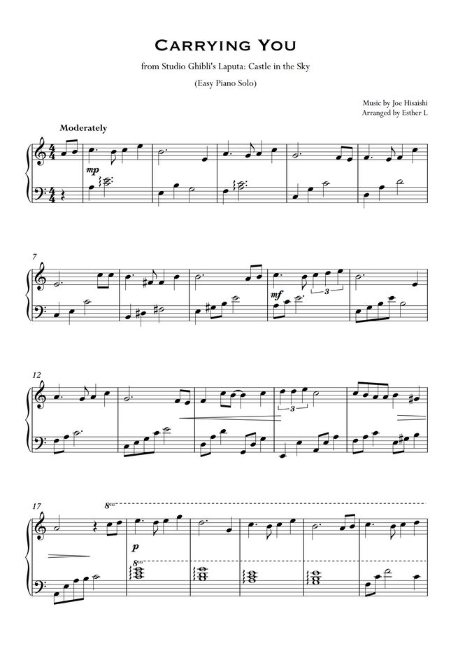 castle in the sky piano sheet music
