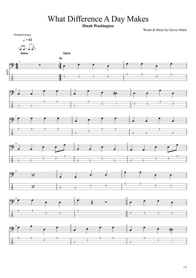 Dinah Washington What Difference A Day Makes by まっきん tab 楽譜