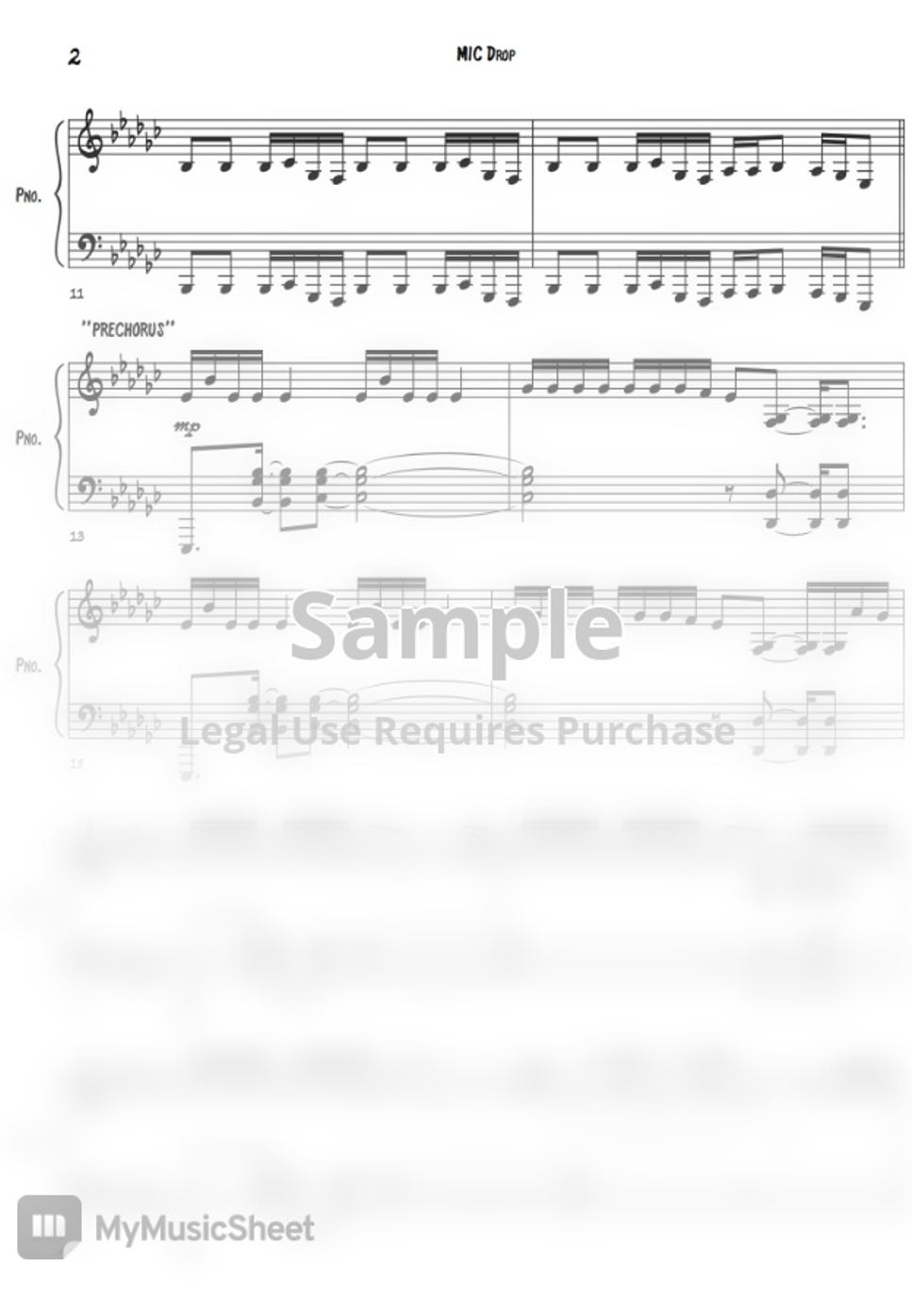 BTS MIC Drop (solo piano) Hoja