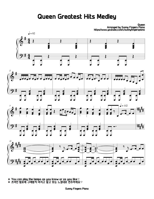 QUEEN Greatest Hits Medley - QUEEN (퀸) - QUEEN Greatest Hits Medley (Bohemian Rhapsody OST) by Sunny Fingers Piano