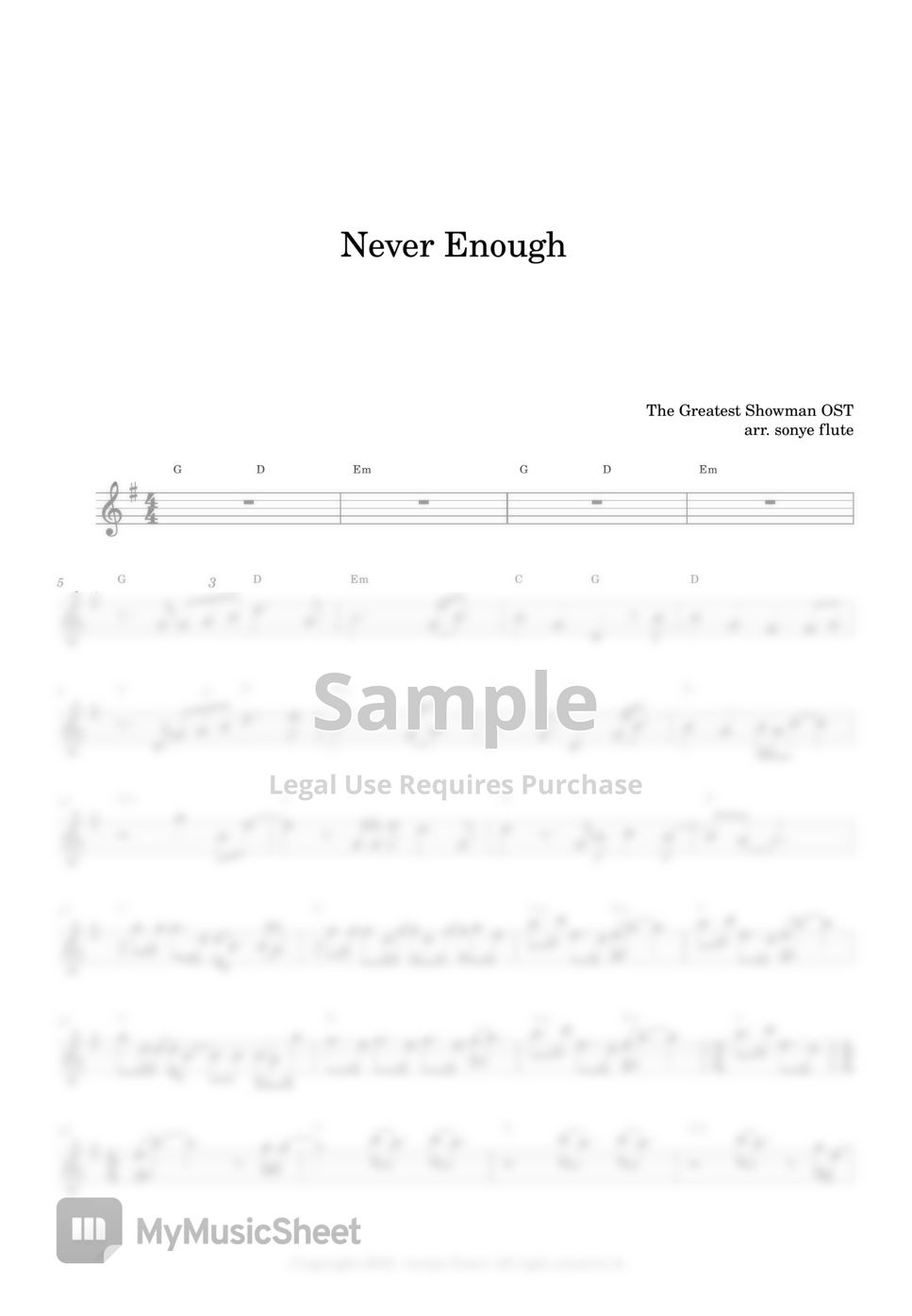 Never Enough Sheet Music The Greatest Showman