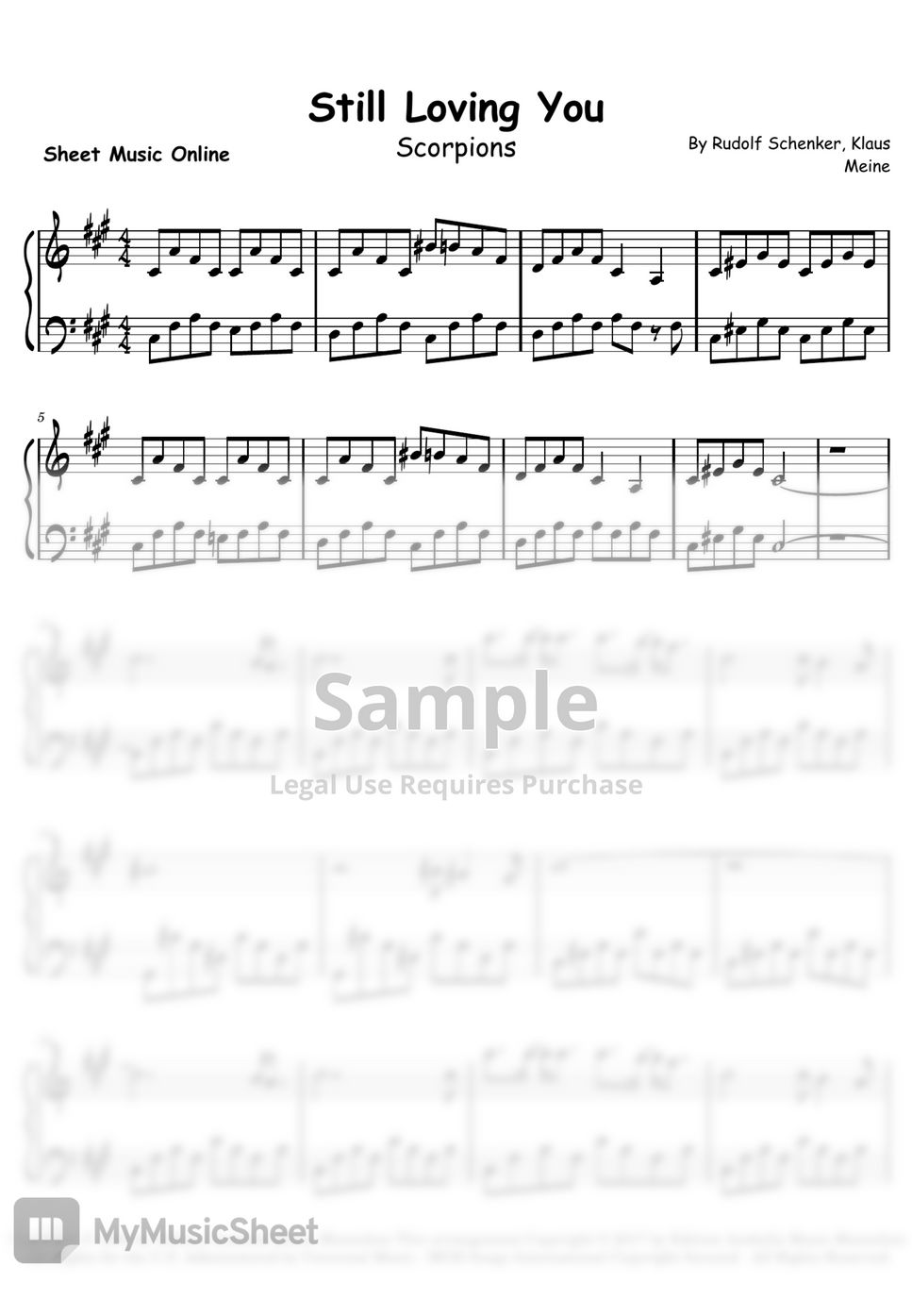 Scorpions Still Loving You Partition musicale by Piano Go Life