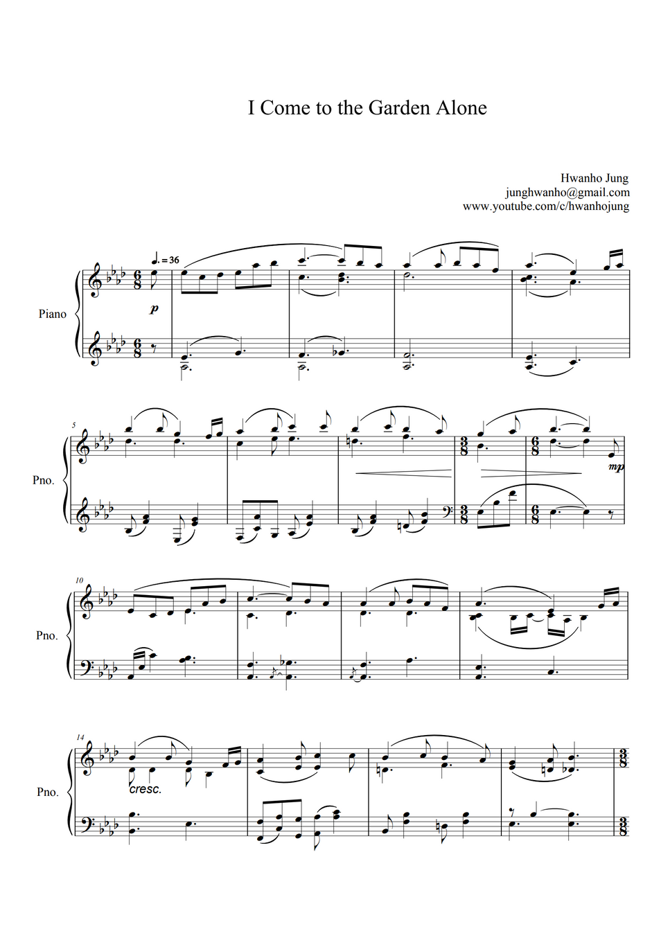HYMN I Come to the Garden Alone (Piano Arrangement) by Hwan ho Jung Sheet