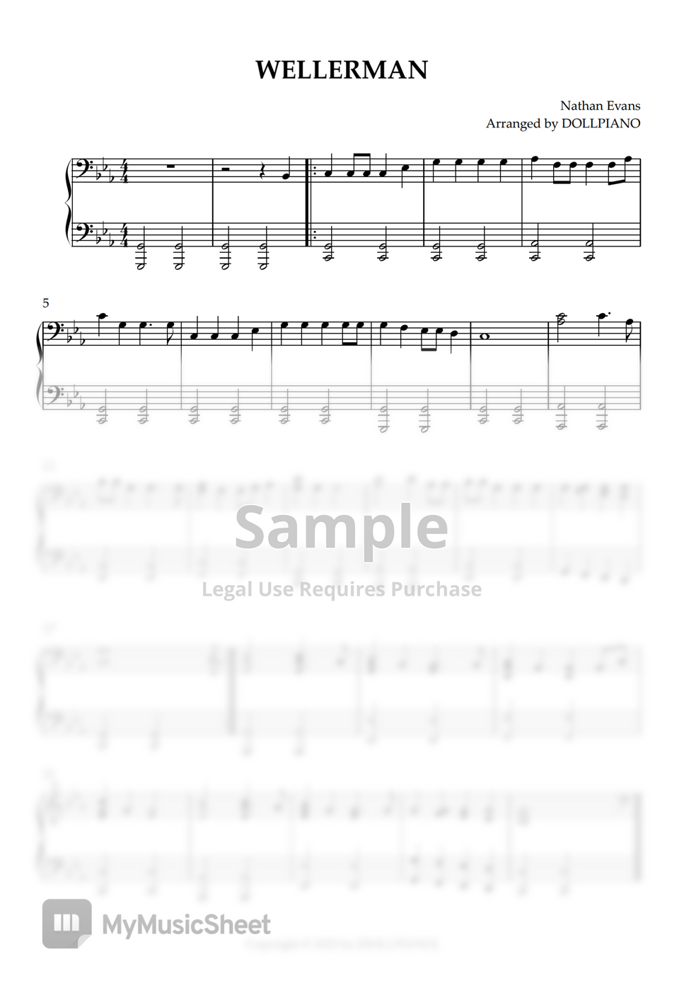 Wellerman (원키 (c minor)) by DOLLPIANO Sheet