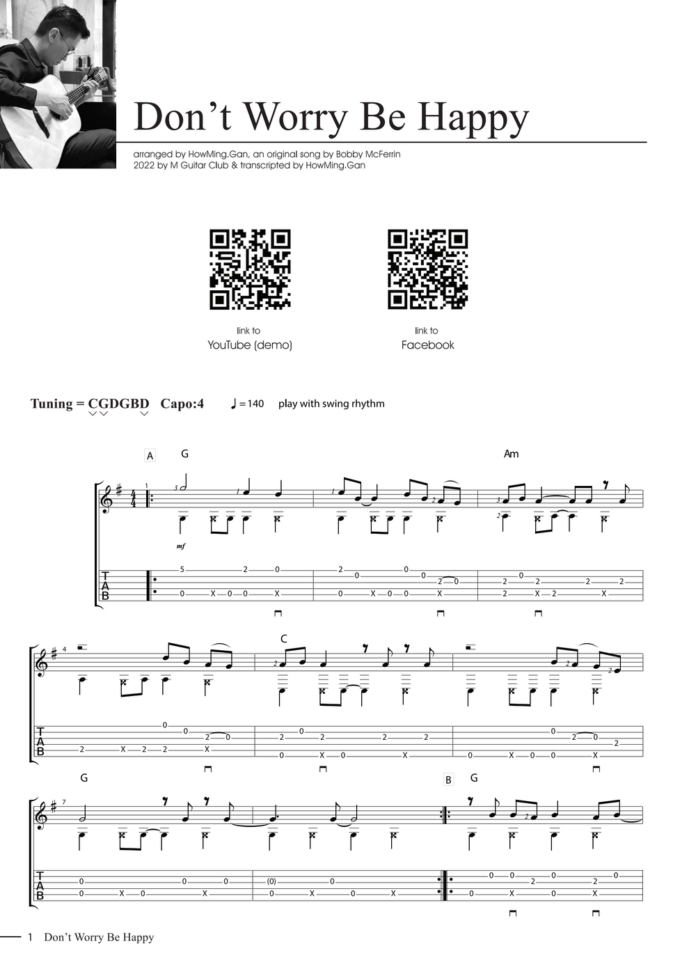 Bobby McFerrin Don't Worry Be Happy TAB by HowMing