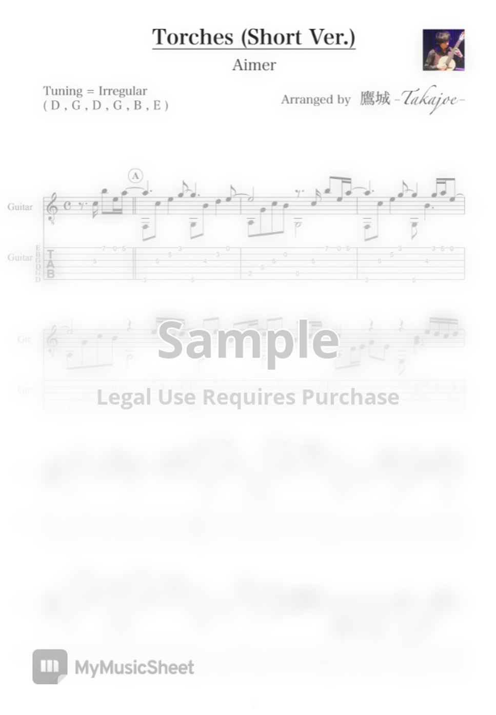 Vinland Saga Torches (Aimer) by 鷹城Takajoe Tab + 1staff Sheet