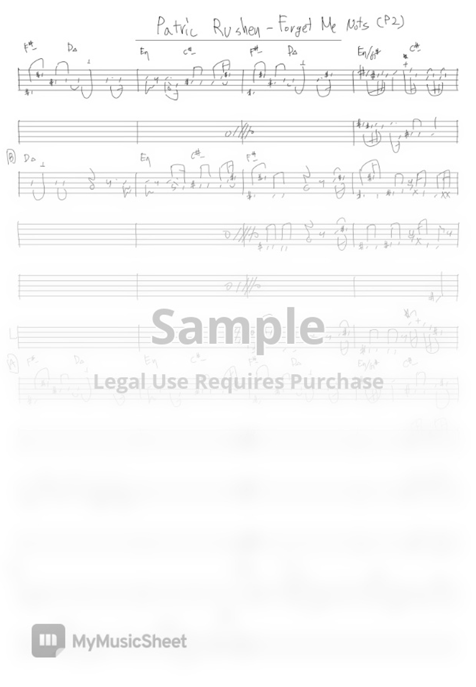 Forget Me Nots Patrice Rushen Bass Tab Patric Rushen - Forget Me Nots (handmade) TAB by bass_swj