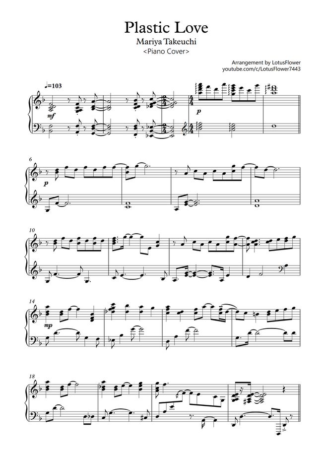 Mariya Takeuchi Plastic Love by LotusFlower Sheet Music