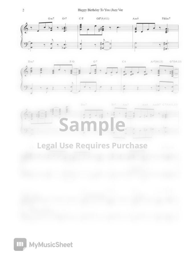 Happy Birthday To You Jazz Ver 악보 Sheet Music