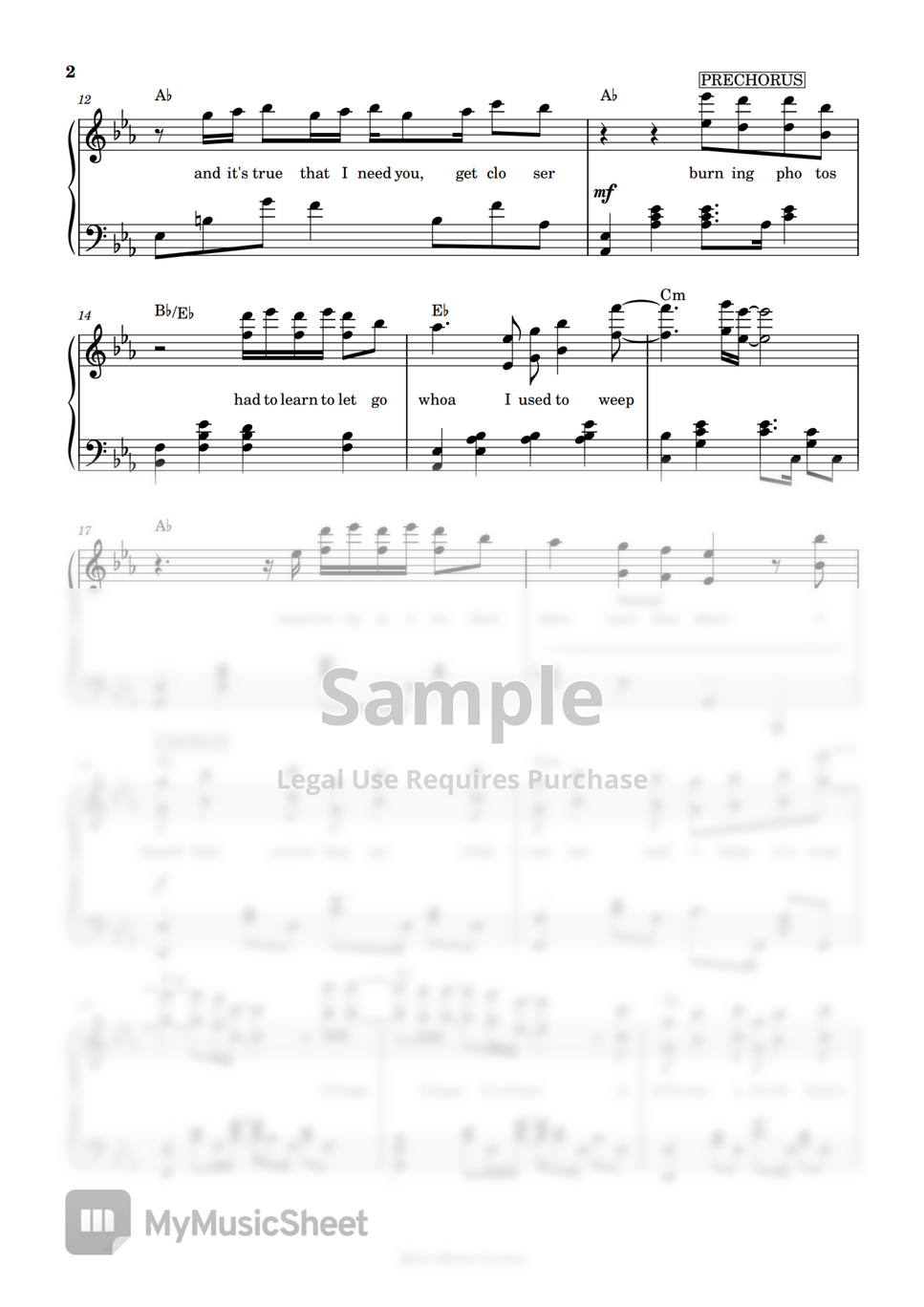 Joji Die for You (piano sheet music) by Mel's Music Corner Hoja