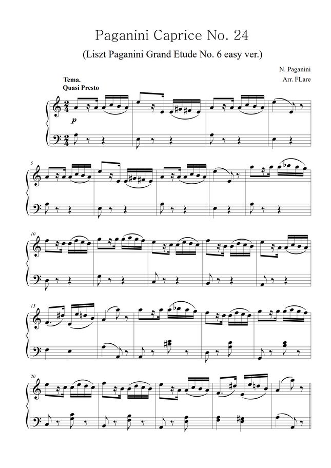 N. Paganini Caprice No. 24 by FLare Sheet