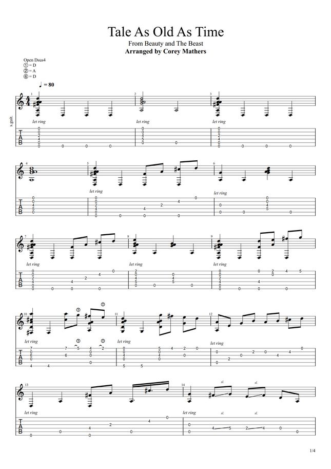 Tale As Old As Time Violin Sheet Music Beauty and the Beast - Tale As Old As Time by Corey Mathers Sheet