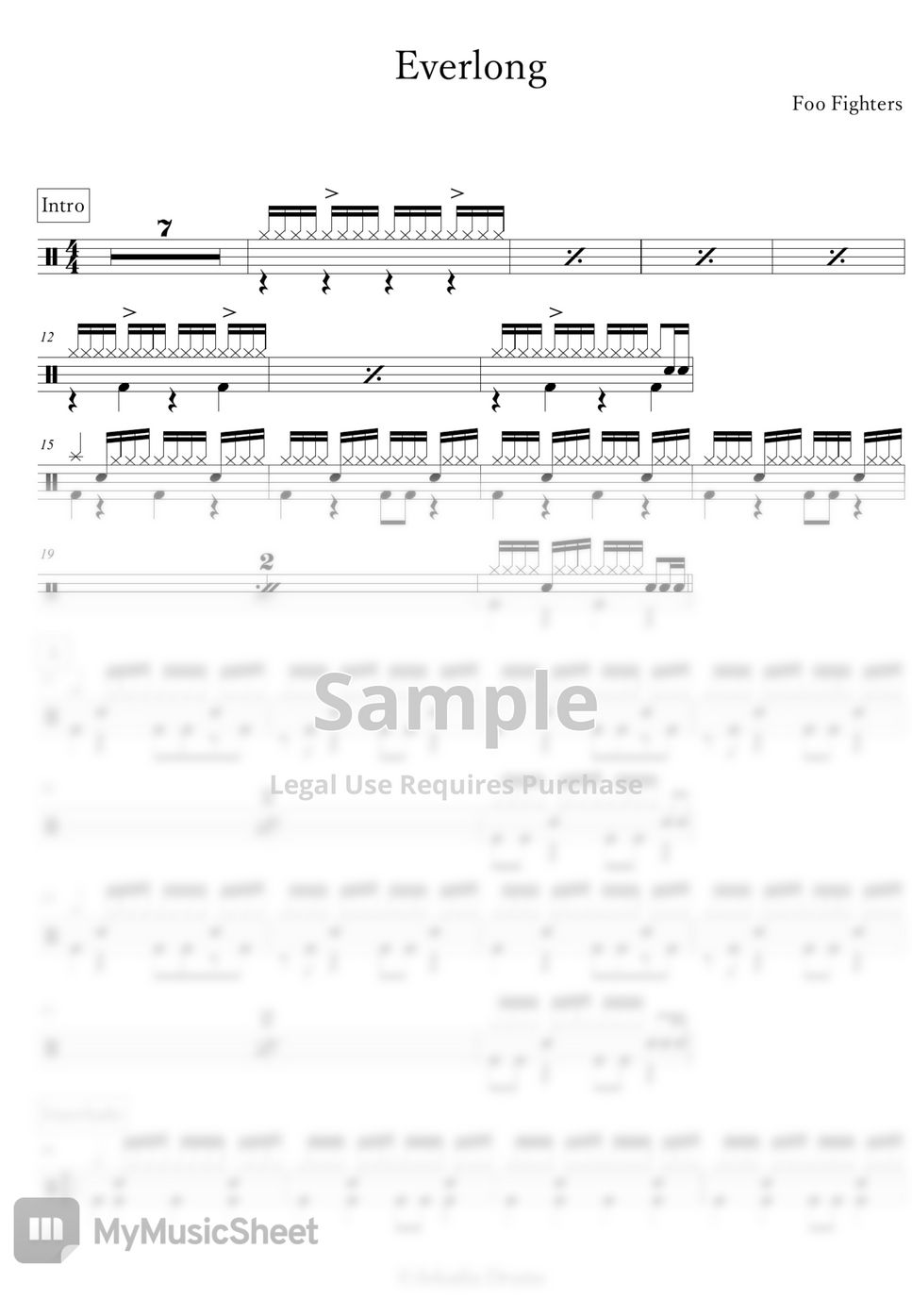 Foo Fighters Everlong Sheet by Arkadia Drums