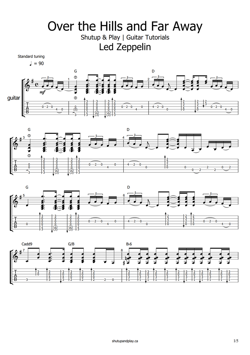 How To Play Over The Hills And Far Away Guitar Led Zeppelin - Over the Hills and Far Away by Shutup & Play Guitar