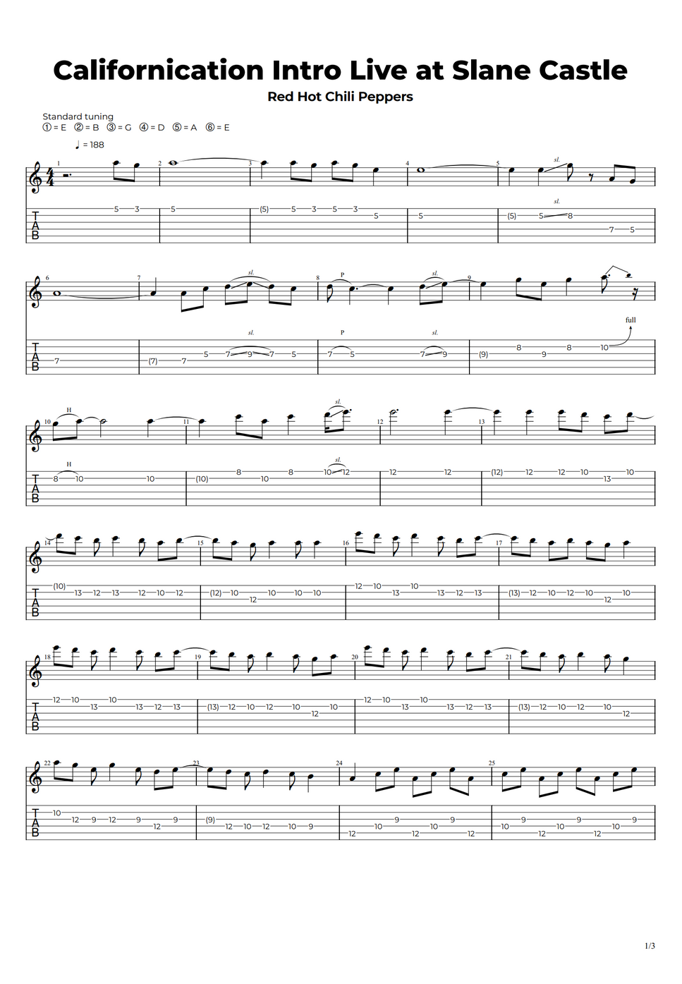 Red Hot Chili Peppers Californication Intro Live at Slane Castle by