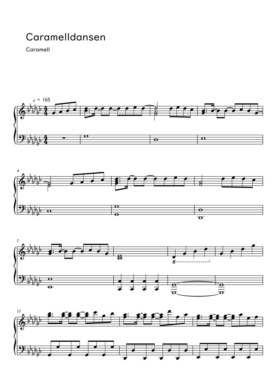 Caramell Caramelldansen (Sheet Music, MIDI,) by Roxette Sheet