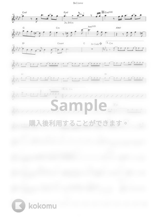 玉置成実 - Believe (『機動戦士ガンダムSEED』 / in Eb) by muta-sax