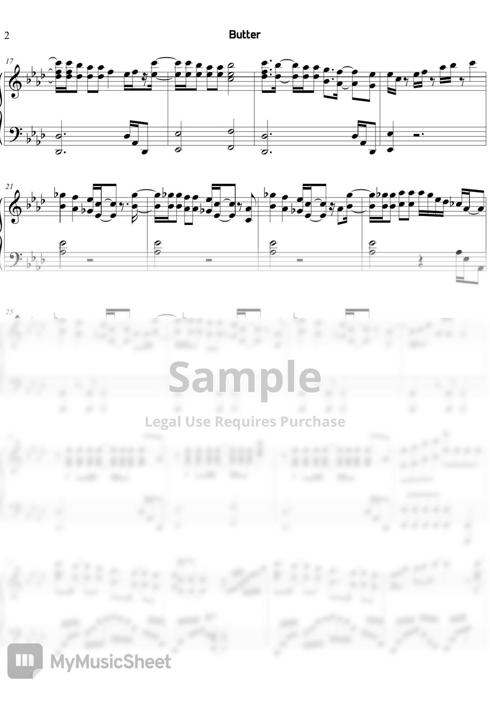 BTS Butter Hoja by Sunny Fingers Piano