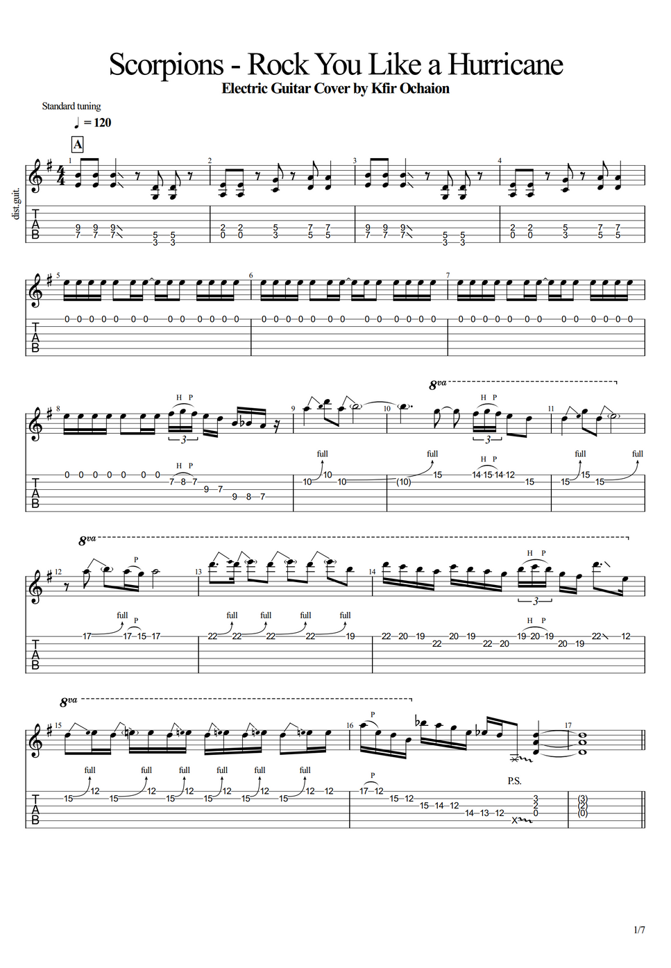 Scorpions Rock You Like a Hurricane TAB by Kfir Ochaion