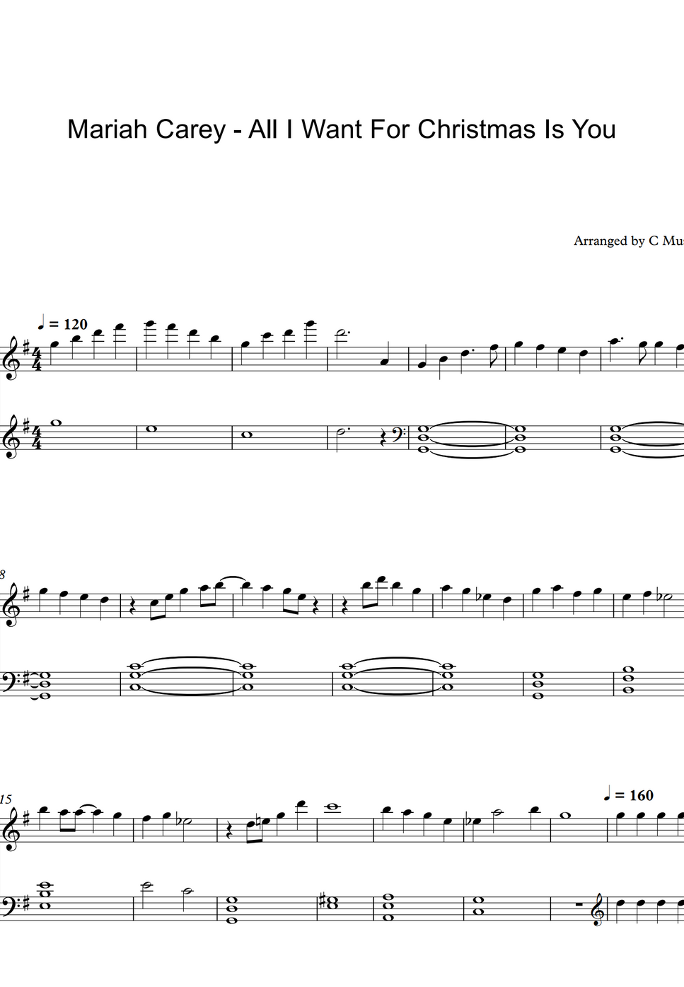 Mariah Carey All I Want For Christmas Is You by C Music Spartito