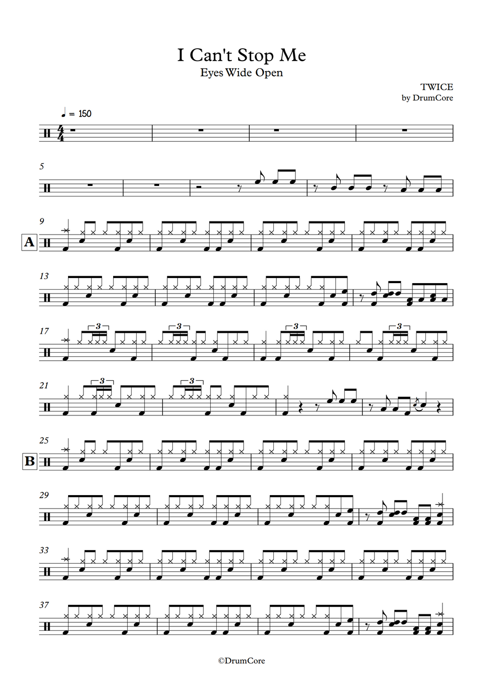 Twice I Can't Stop Me Sheet by DrumCore