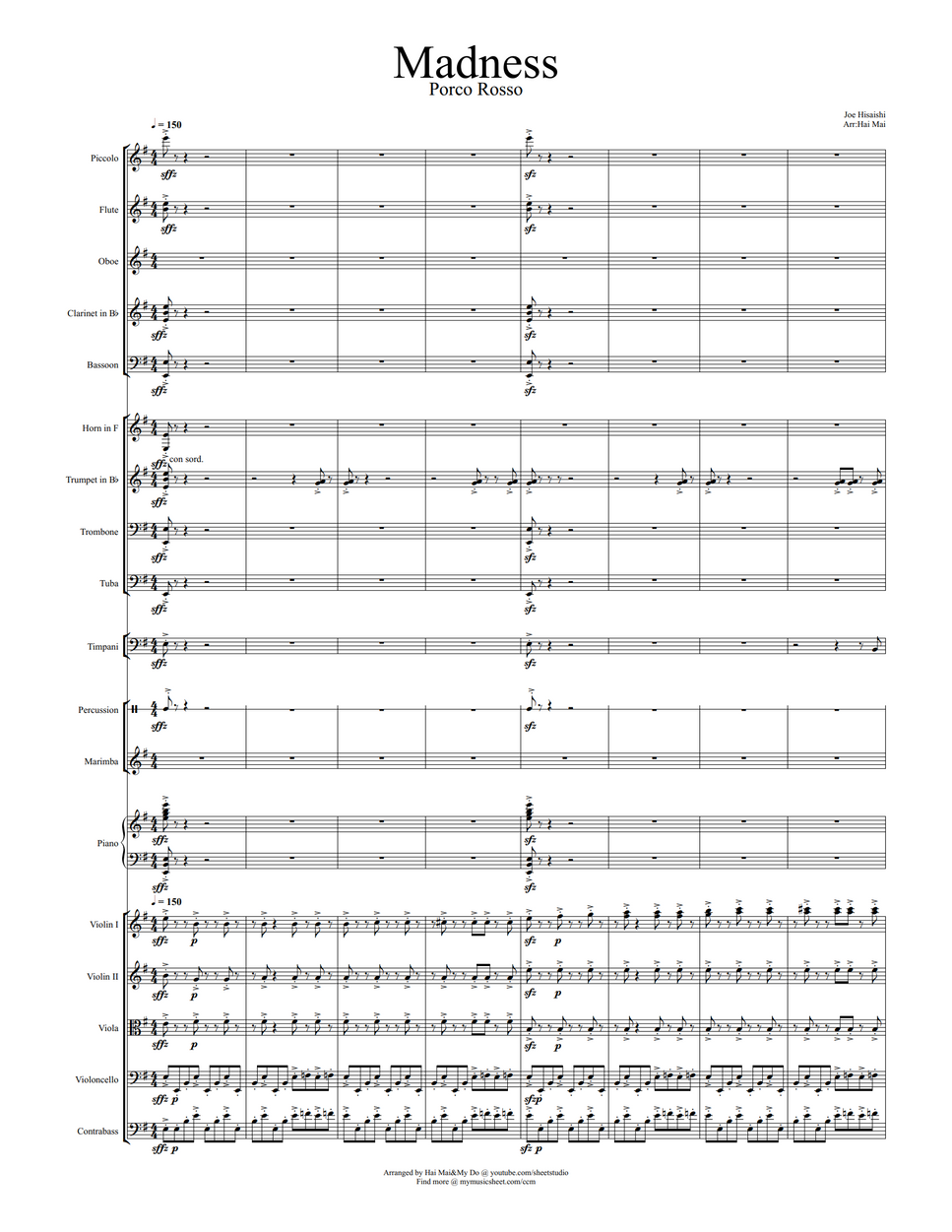 Joe Hisaishi - Madness (Porco Rosso) - Score for Orchestra by Hai Mai
