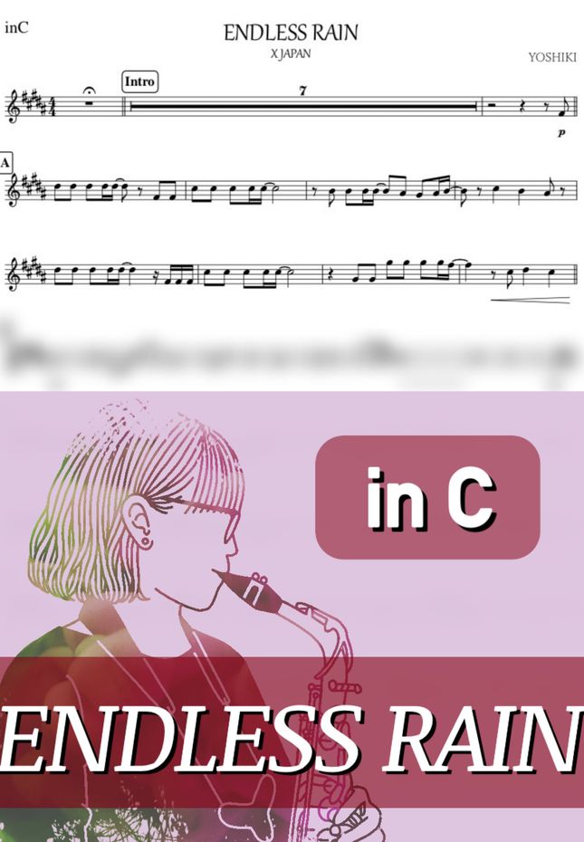 X JAPAN ENDLESS RAIN (C) by kanamusic楽譜