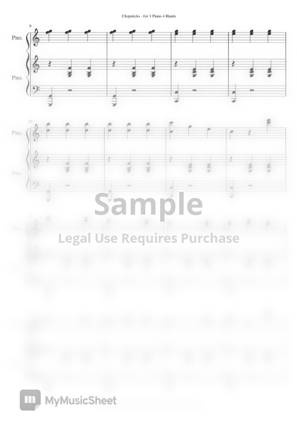 de Lulli Chopsticks (젓가락 행진곡) 피아노 듀엣 (1Piano 4 Hands) (Easy Level