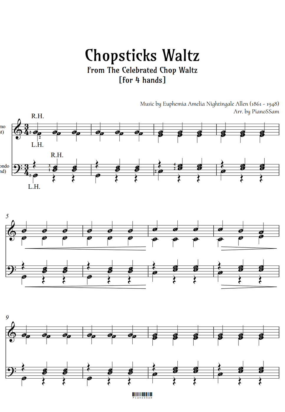 Euphemia Allen [Beginner] Chopsticks Waltz(젓가락 행진곡) 4 hands Piano