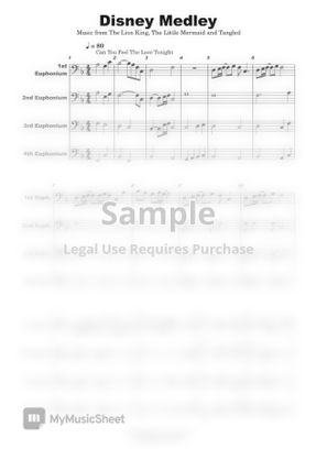 Disney Medley Lion King Tangled Little Mermaid Disney Medley Euphonium Quartet Sheet Music