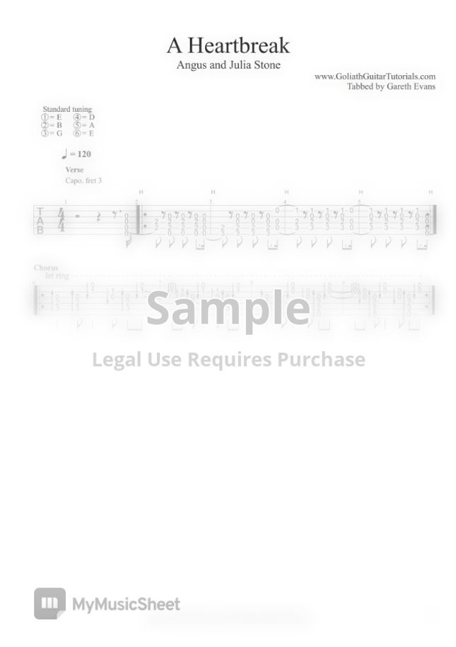 Angus & Julia Stone A Heartbreak by Goliath Guitar Tutorials Sheet Music