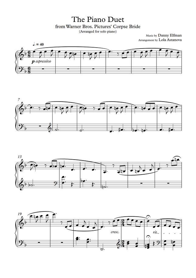 The Piano Duet from Warner Bros. Pictures' Corpse Bride by Lola