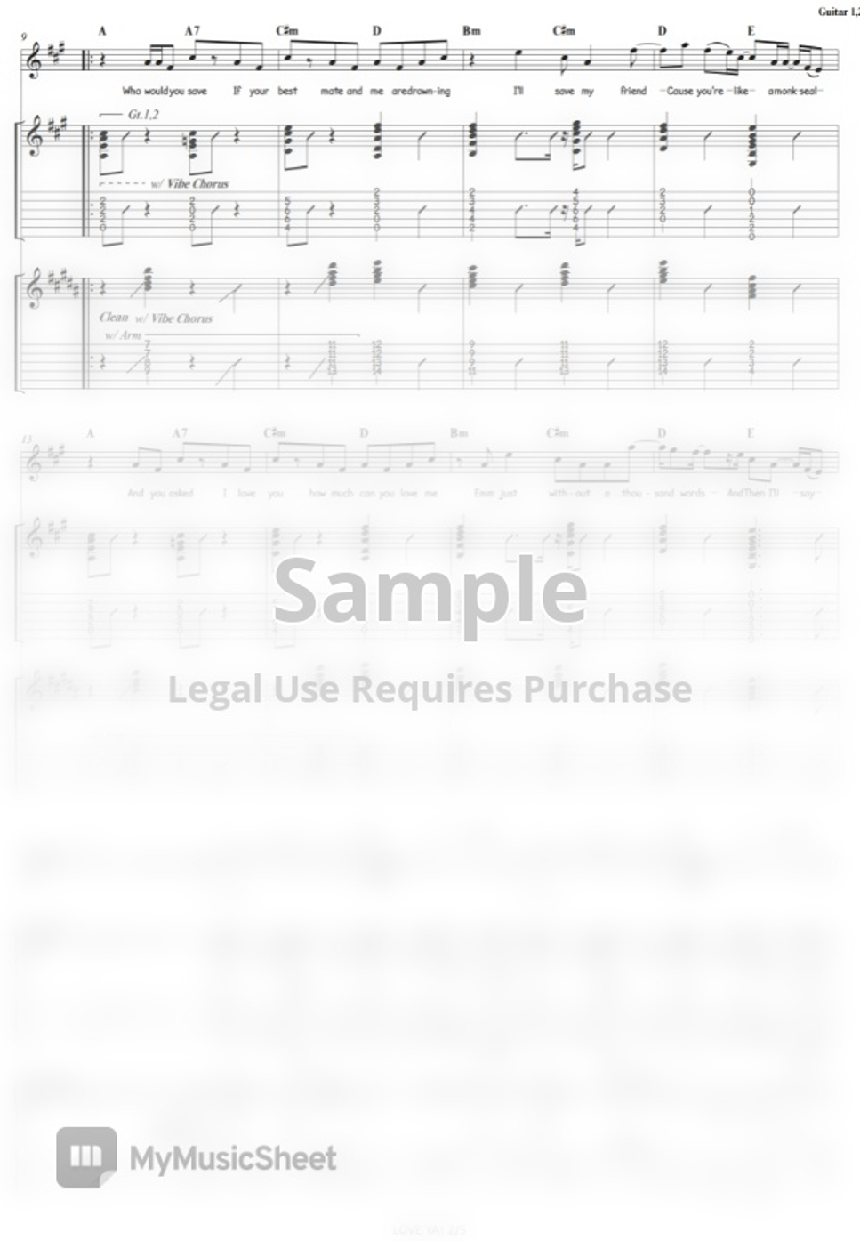 HYUKOH LOVE YA! Guitar / Backing Track TAB