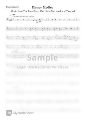 Disney Medley Lion King Tangled Little Mermaid Disney Medley Euphonium Quartet Sheet Music
