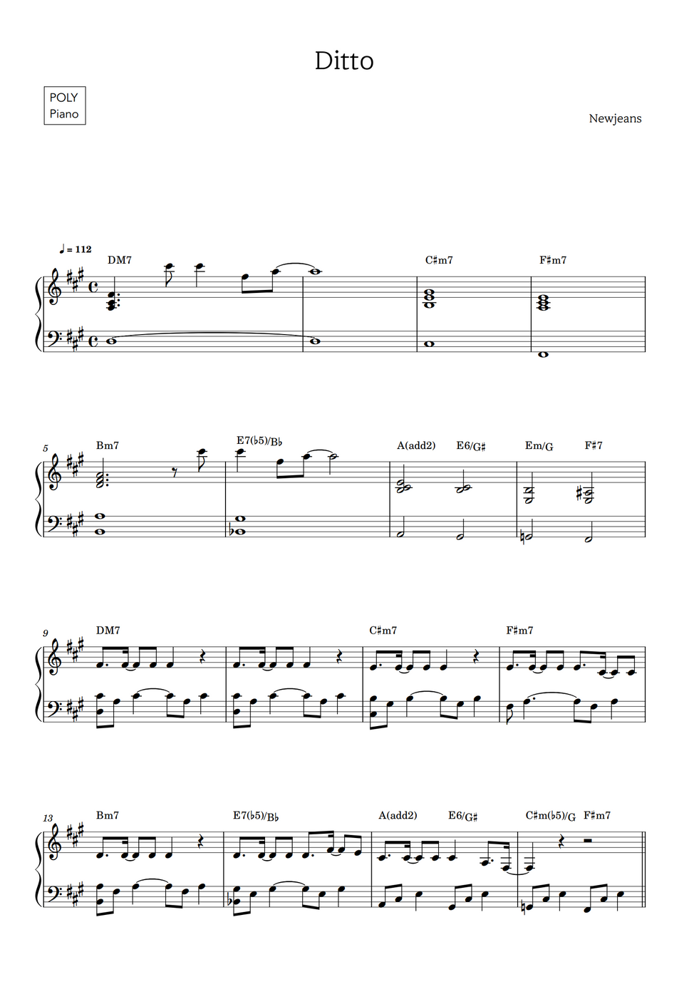 NewJeans(뉴진스) Ditto Sheet by POLYPiano