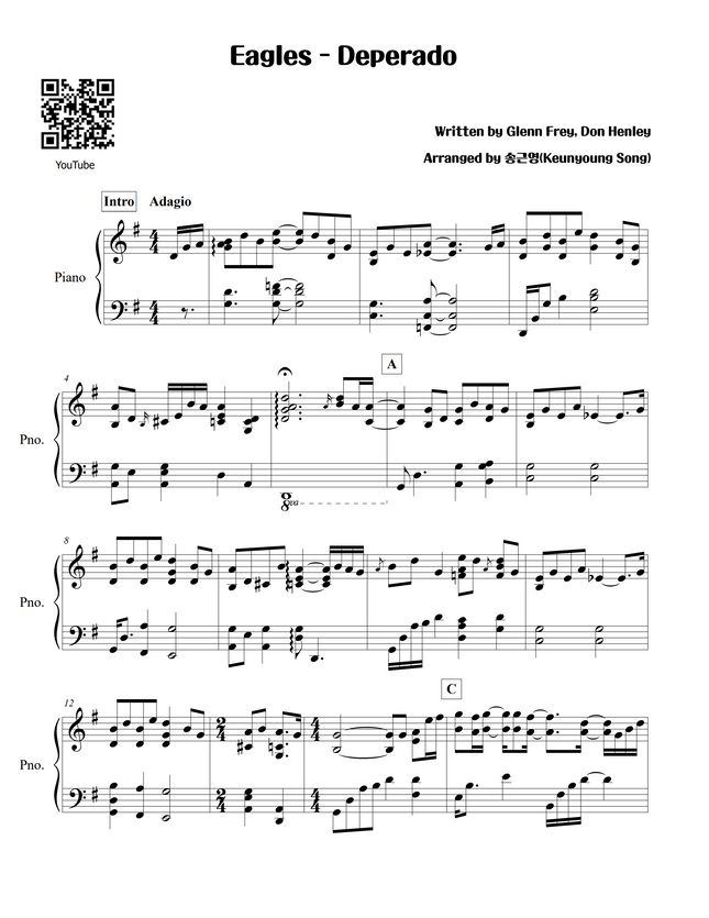 Eagles Desperado by Keunyoung Song Sheet Music