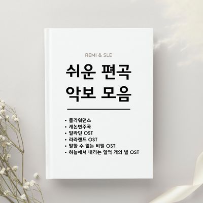 성인피아노 초보~중급 수준 악보 모음(캐논, 플라워댄스, 알라딘, 라라랜드 OST 등)