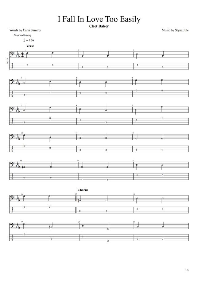 Chet Baker I Fall In Love Too Easily by まっきん tab 楽譜