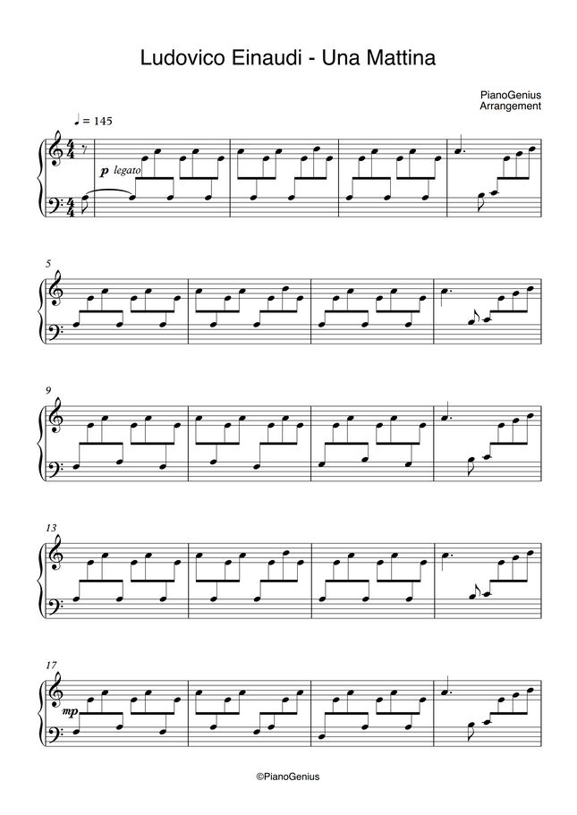 Ludovico Einaudi Una Mattina (EASY) by PianoGenius Sheet