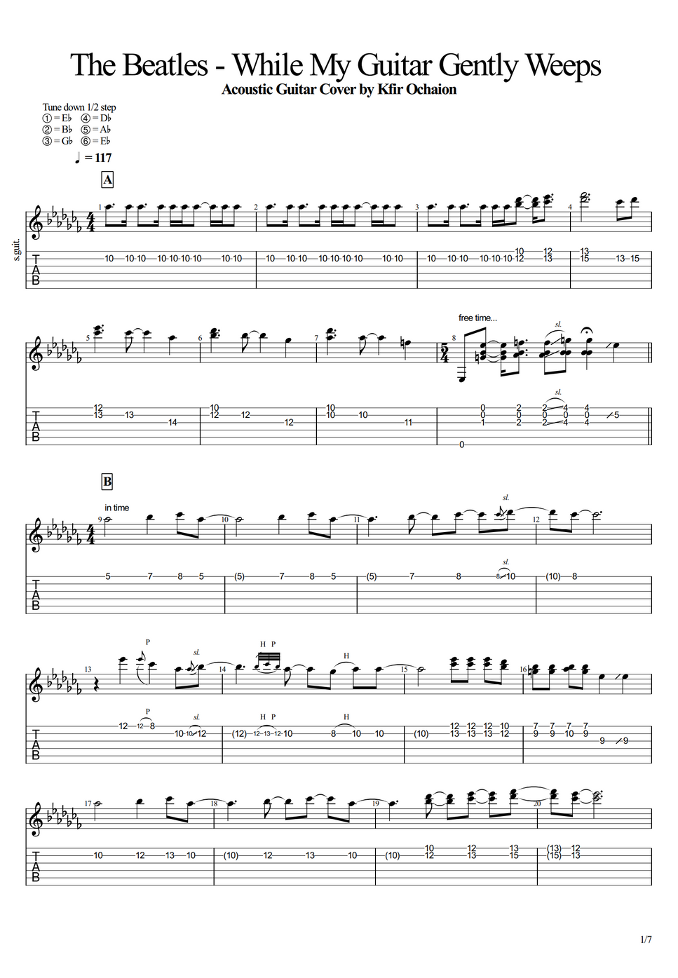 The Beatles While My Guitar Gently Weeps Acoustic by Kfir Ochaion Лист